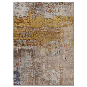 Kavi Grey <b>Black</b> Hand Knotted Wool Bamboo Silk <b>Rug</b> Chaos Theory Design Abstract Rectangle for Home Use-Esk-439(Fr) Jaipur <b>Rugs</b> US - Product Image 1