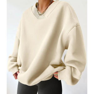 Sweat-shirt à capuche oversize pour femme, tendance 2025, en coton décontracté, col rond, épaules tombantes, style vintage, en molleton français, longueur longue - Product Image 6