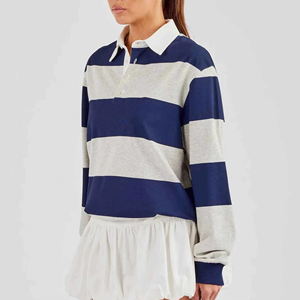 Camiseta de punto casual para mujer al por mayor, mezcla de algodón y poliéster, con logotipo personalizado en la parte delantera, del fabricante. - Product Image 5