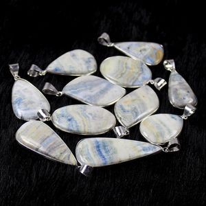 ขายส่งจี้เงินชุบอัลลอยด์ประดับมุกสีฟ้าธรรมชาติ ดีไซน์ขอบแบบคลาสสิก คุณภาพหายาก สไตล์ลำลอง ขายปลีก-ขายต่อ - Product Image 2