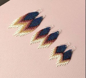 ต่างหูขอบลูกปัดสไตล์โบโฮพื้นเมืองต่างหูลูกปัดขนนกขนนก - Product Image 1
