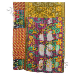 Manta India Kantha Hecha a Mano, de Algodón Gudari Estampado, Proveedor Oro, Venta al por Mayor para Hoteles - GD1040 - Product Image 5