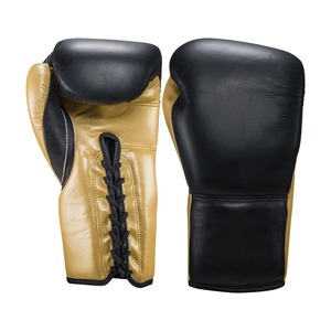 Guantes de boxeo de cuero de vaca genuino, equipo de entrenamiento altamente transpirable para Kick Boxing, logotipo personalizable para artes marciales de negocios - Product Image 2