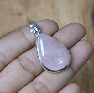 Colgante giratorio de Plata de Ley 925, colgante de piedras preciosas de Color rosa de cuarzo rosa, regalo de boda perfecto, joyería estampada 925 - Product Image 2