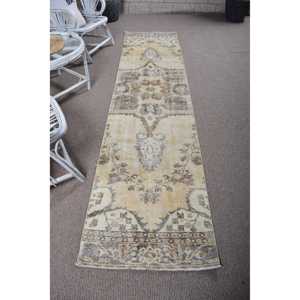 Turkish <b>Rug</b>, <b>Runner</b> 2.4x10 ft <b>Rug</b>, Brown Southwestern <b>Rug</b> - Product Image 1
