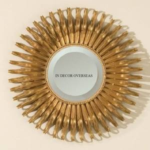 Suministro directo de fábrica, aspecto llamativo, Metal chapado en oro, hecho de diseñador único, espejo de pared enmarcado, suministros de decoración del hogar - Product Image 4