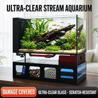 Aquarium de Luxe 120L Tout-en-un avec Filtre de Fond Intégré, Verre Ultra Transparent, pour Bureau et Extérieur, Idéal pour Poissons Rouges