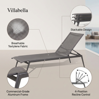 Chaise longue de jardin en aluminium résistante aux UV pour hôtel, villa et piscine