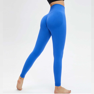 Leggings de sport sans couture taille haute, fermeture élastique à la taille, nouveau modèle populaire, contrôle du ventre, effet push-up, yoga, entraînement, motif uni - Product Image 5