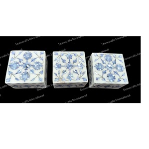 Caja de joyería de mármol de venta de exportación forma rectangular con Hermosa solución de almacenamiento decorativa atemporal con incrustaciones de perlas madre a la venta - Product Image 1