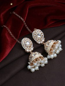 Boucles d'oreilles de mariée Kundan Jhumki Drop Designer traditionnel Meenakari Kundan Jhumki cadeau en alliage - Product Image 2