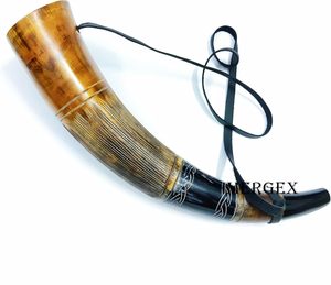 Corne à boire viking classique médiévale sculptée en matériau organique de qualité alimentaire, sûre pour les événements historiques, les chevaliers, les cosplay, les célébrations - Product Image 3