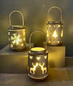 Elegante portavelas votivo recortado de copo de nieve de Metal, velas de madera, farolillos, tarros para decoraciones de árboles de Navidad, bodas y uso doméstico - Product Image 1