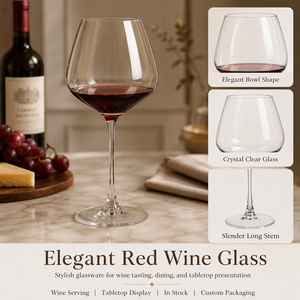 Bicchiere da Vino Borgogna Rosso e Nero da 440 ml, Design Vintage di Lusso con Asta Bianca, Ideale per Riunioni Familiari e Pub - Product Image 1