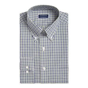 Camicia da Uomo 100% Cotone a Quadri Collezione Club Room Maniche Lunghe con Bottoni Casual Antipiega in Popeline 6XL Colori Verde Oliva/Blu Navy - Product Image 1