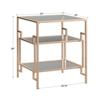 Table d'angle de rangement de luxe en vente à chaud Table basse de haute qualité en fer et verre dorés personnalisés pour la décoration de la maison
