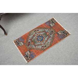 Vintage 150X240cm turc laine tapis Orange bleu rustique Patchwork Design plat tissage Latex pour salon décor 10mm - Product Image 2