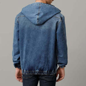 Sweat-shirt à capuche en denim pour homme, coupe classique, couleur unie, décontracté, avec poche, en coton lavé, manches longues, pour l'automne - Product Image 4