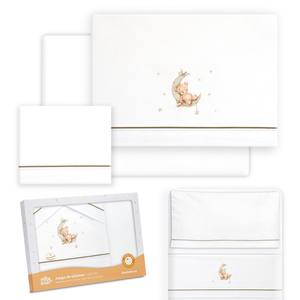 Set di Biancheria da Letto Oso Luna Modello 3 Pezzi 100% Cotone per Culla, Lenzuolo per Neonati con Motivi Decorativi - Product Image 1