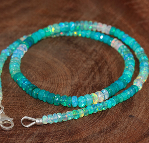 Green Fire Faceted <b>Opal</b> Beaded <b>Necklace</b> for Women, Natural Fire <b>Opal</b> <b>Necklace</b> Fringe Beaded Bandana - Product Image 1