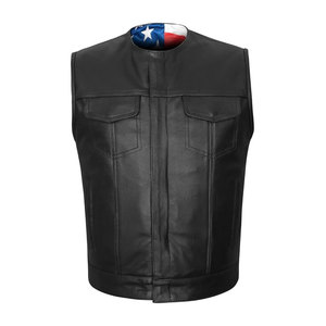 Chaleco de Cuero con Cremallera para Hombre, Chalecos Clásicos de Cuero para Motociclistas, Chalecos Vintage con Bolsillos para Motociclistas - Product Image 6