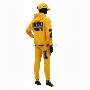 ชุดวอร์มผ้าฝ้ายโพลีเอสเตอร์สำหรับผู้หญิงชุดวิ่งมีฮู้ดสีเหลืองมีซิปเต็มตัวพร้อมการปักลายกำมะหยี่โลโก้ชุดวอร์มไซส์พิเศษ - Product Image 5