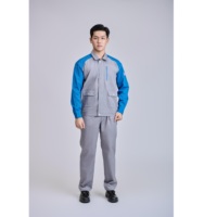 Set da Lavoro di Sicurezza FMF per Uomo, Blu Cielo e Grigio, Maniche Lunghe, Alta Visibilità, Tessuto TC, Prodotto in Vietnam