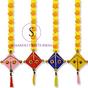 Cuerdas de flores artificiales de caléndula atractivas hechas a mano con colgante de cometa de lana para decoración de boda telones de fondo colgante de cometa - Product Image 2