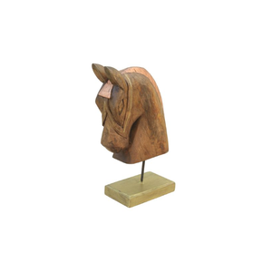 Figura de animal de madera maciza con detalles hechos a mano, escultura de madera decorativa para estante, mesa o escritorio de oficina, diseño rústico - Product Image 1