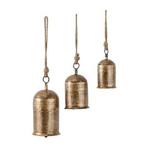 Set of 3 Vintage Style Metal Cow <b>Bells</b> Antique Gold Color Rustic Theme Hanging <b>Bells</b> Lucky Cow <b>Bell</b> Handicrafts - Product Image 1