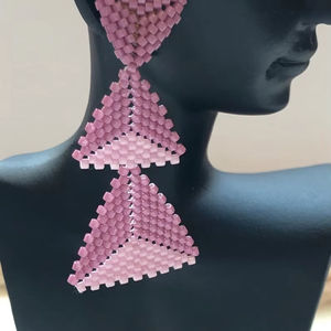 Cuentas de cristal modernas y pendientes de repetición con diseño turquesa y flecos en cascada, regalo de joyería único de MS Handicraft - Product Image 2