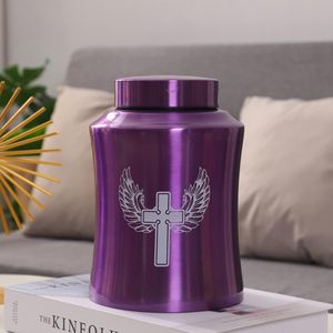 Urnes Arbre de vie pour les cendres humaines-Urnes de crémation pour adultes pour l'enterrement funéraire ou la maison-Croix (160 pouces cubes violet (croix)) - Product Image 6