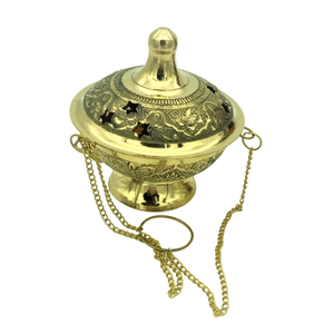 Quemador de incienso colgante de latón Bakhoor, quemador de fragancia para el hogar chapado en oro, venta al por mayor - Product Image 3