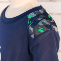 Ensemble T-shirt à manches longues et short pour garçons, base noire, manches vert fluorescent |   Sublimation personnalisée, séchage rapide, 100% polyester