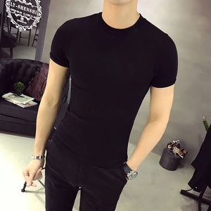 Haute qualité hommes T-shirt brodé thermique à manches courtes couleur unie décontracté écologique respirant automne hiver grande taille - Product Image 3