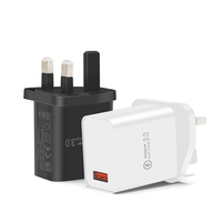 Adaptador de Pared USB Único HNT al por Mayor de 18W QC3.0 con Material Ignífugo para Teléfonos Móviles Android y Smartwatches (Enchufes UK/EU/US)