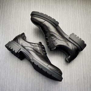 Chaussures Oxford en cuir de vachette pleine fleur avec talon amorti et design antidérapant, chaussures habillées pour hommes, chaussures en cuir - Product Image 4