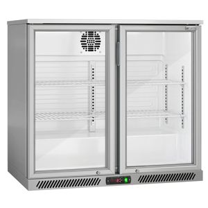 Réfrigérateur de bar commercial - 900 mm - 220 litres - avec 2 portes battantes en verre - Gris - Product Image 4