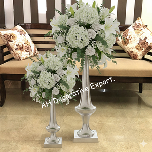 Vase à fleurs portable en aluminium plaqué or mat moderne pour la décoration de mariage/fête - Product Image 3