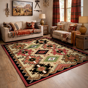 Alfombra Kilim Mimoza Ligera de Terciopelo con Estampado Digital, Base Antideslizante con Puntos, Alfombra Tribal y de Área con Diseño Vintage - Product Image 1