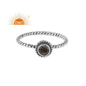 มาใหม่ออกซิไดซ์เงินสเตอร์ลิงอัญมณีสีดำธรรมชาติแหวนวางซ้อนกันได้เครื่องประดับที่กำหนดเองสำหรับผู้หญิงของขวัญสำหรับผู้หญิงสำหรับเธอ - Product Image 1