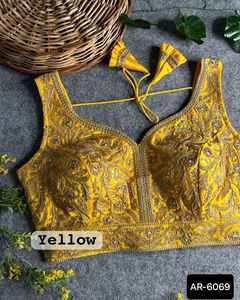 Ropa de boda para mujer, ropa de Sari de trabajo con perlas, diseñador indio, última colección, blusa pesada confeccionada para ropa de boda - Product Image 2