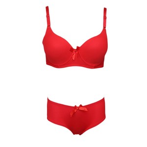 Conjunto de sujetador y bragas de espuma con aros para mujer - Rojo - Product Image 1