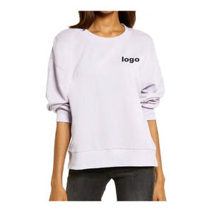 Sudaderas extragrandes de algodón 100% para mujer, nuevo diseño personalizado, ropa informal, sudadera transpirable de Color sólido a la moda para mujer - Product Image 5