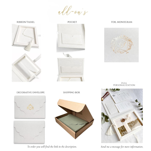 Scatola Regalo in Velluto 5x7" per Inviti di Festa e Matrimonio, Cofanetto Portaoggetti Avorio con Monogramma in Lamina Dorata - Product Image 5