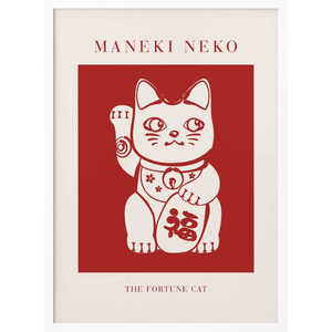 <b>Red</b> Maneki-Neko Cat Feng Shui Style Still Life Design Made of Durable <b>Paper</b> - Product Image 1