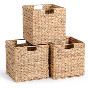 Cesto de ropa plegable, contenedor de mimbre de jacinto de agua para almacenamiento de artículos esenciales en el dormitorio y la cocina - Product Image 3