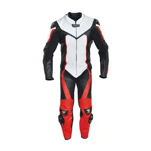 Motorcycle Riding Genuine Cowhide Leather Racing Motorbike Suit Black and white color outdoor clothing
