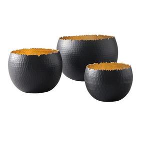 Vente en gros 3 pièces ensemble de bols à bonbons ronds en métal service de haute qualité ensemble de 3 bols noirs - Product Image 1