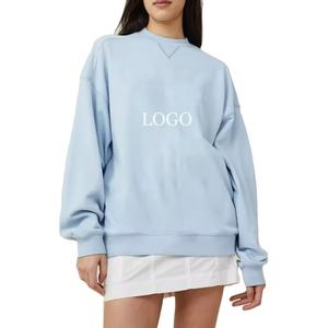 Sudadera OEM con estampado bordado para mujer con hombro caído, patrón largo y sólido, moda de invierno y otoño - Product Image 1